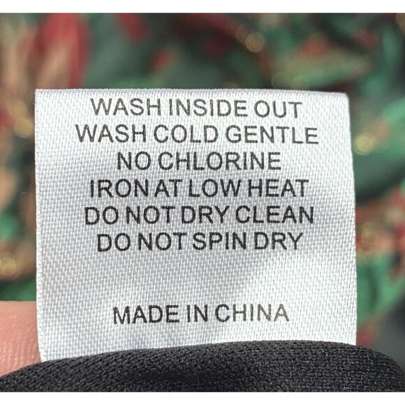 Shop the Mint Metallic Floral Holiday Top Bow Tie Neck Blouse Green Red Small - Picture 14 of 14